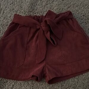 Kids Corduroy Burgundy Paper Bag Style Shorts